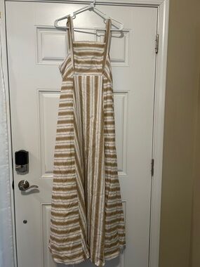 Striped Sundress in Tan and White